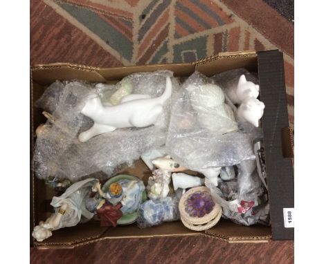 Box Containing a Quantity of Assorted Ceramics including ceramic animal figures, figurines etc
