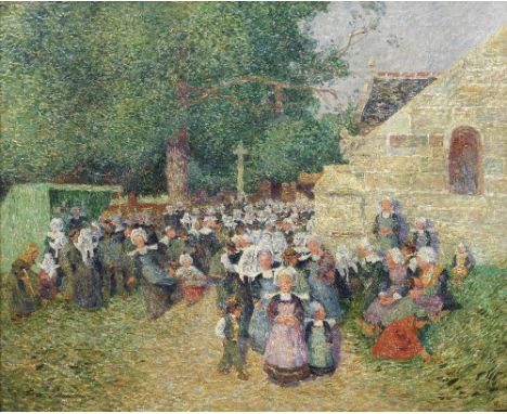 FERDINAND DU PUIGAUDEAU (1864-1930)Sortie de la Chapelle Notre-Dame-de-Trémalo (Pont-Aven) signed 'F. du Puigaudeau.' (lower 