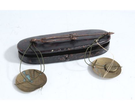Set of George III sovereign scales, housed in a steel case