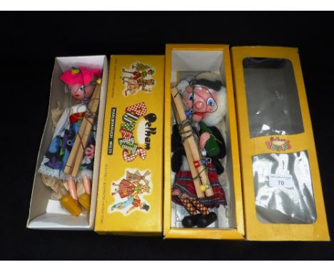 PELHAM PUPPETS: A VINTAGE 'MITZI' puppet (boxed) and a ''MACBOOZLE' puppet (with window box) (2) 