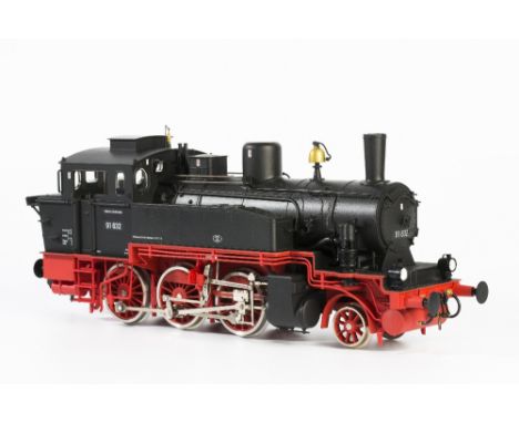 MARKLIN GAUGE 1: AN ELECTRIC STEAM LOCOMOTIVE with a wooden display stand, No 07002239 14" long overall