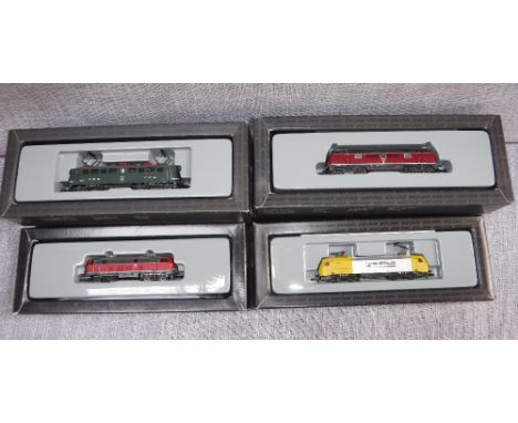 MARKLIN MINI CLUB SERIES Z GAUGE: A COLLECTION OF ELECTRIC LOCOMOTIVES, in original boxes, No. 88782, 88523, 88501, 88201 (4 