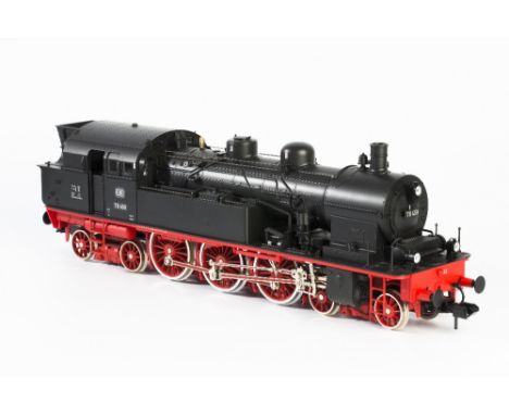 MARKLIN GAUGE 1: AN ELECTRIC STEAM LOCOMOTIVE with a wooden display stand, No 07004269 19" long overall