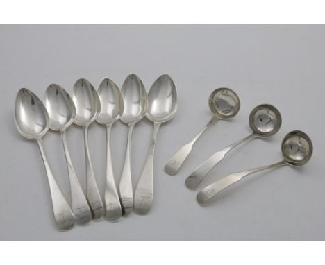 A SET OF FOUR GEORGE III SCOTTISH TABLE SPOONS Old English pattern, by J. Zeigler, Edinburgh 1807 and two by Alexander Spence