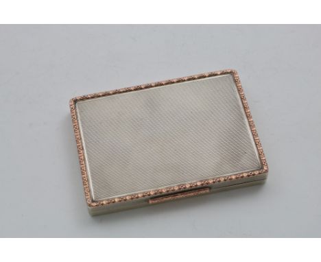 AN EARLY 20TH CENTURY ENGINE-TURNED BOX rectangular with a flush hinge and rose-gold border and thumbpiece, by W. Neale Ltd.,