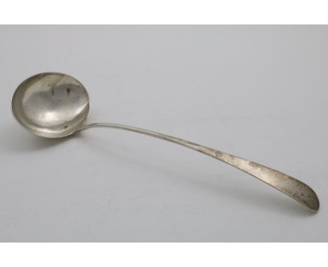A GEORGE III IRISH PROVINCIAL SOUP LADLE by John Toleken of Cork (TOLEKEN,STERLING), 1800-1820;  13.9"  (35.2 cms) long;  5.8