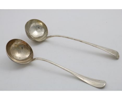 AN EDWARDIAN HANOVERIAN PATTERN (RATTAIL) SOUP LADLE by H. Atkin, Sheffield 1904 and a George III Old English pattern soup la