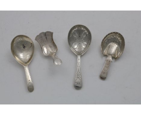A GEORGE III "PASTERN HOOF" CADDY SPOON with engraved decoration, initialled, by Cocks &amp; Bettridge, Birmingham 1816, a ca
