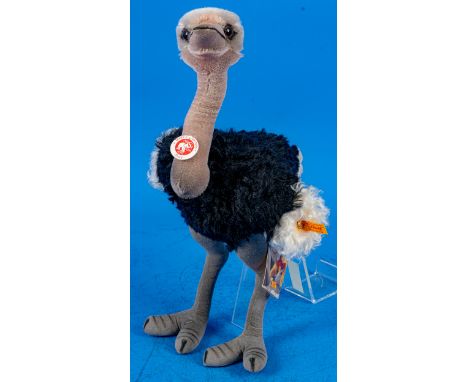"EMU" - Straußenvogel, STEIFF, Modell "PICCY", Höhe ü. A. ca. 40 cm. Sehr schöner Erhalt.