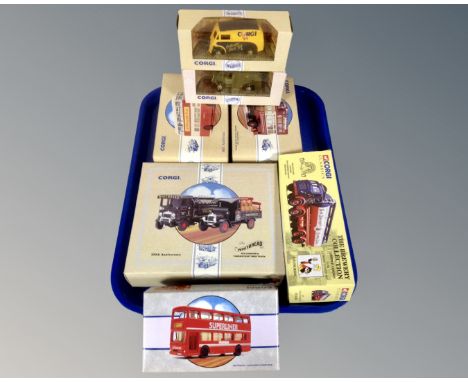 Seven Corgi die cast vehicles : classics, Whitbred set etc 