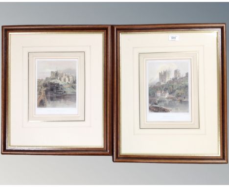 J. Sadler : Durham Cathedral, colour engraving, drawn by R. W. Billings, together with another colour engraving of Durham Cas
