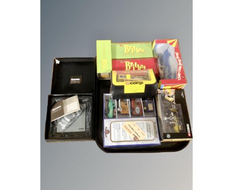 Die cast model vehicles to include examples by Corgi, Chitty Chitty Bang Bang, Morris Minor exclusive edition companion set, 