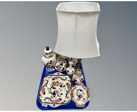 A collection of Masons Mandalay china including oblong dish, plate, vase, table lamp.