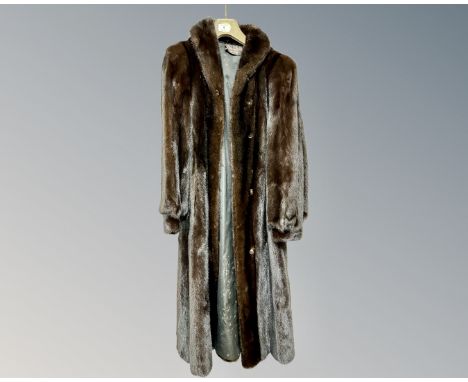 A lady's three-quarter length brown mink fur coat, labelled R Danzig &amp; Sons, London. 