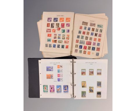 A Globe Super Stamp Album containing a collection of world stamps, together with a Prestige Stamp Album with similar contents