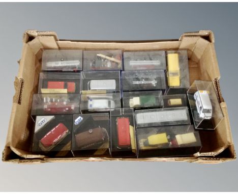 A collection of die cast model vehicles : Ringtons delivery van, fire engine etc 