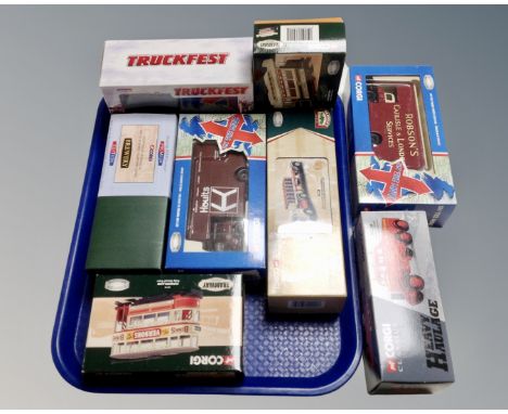 Collection of Corgi die cast vehicles including Truck Fest, Tram Way, heavy haulage etc (8)