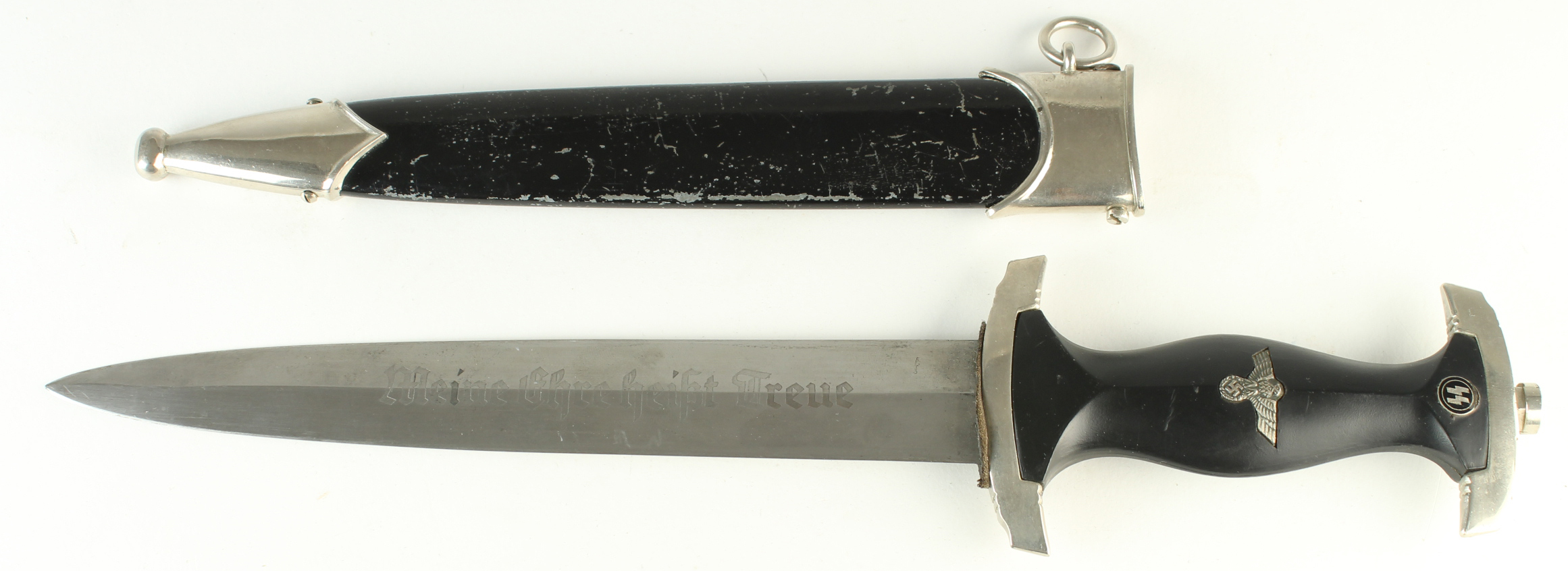 Replica German WW2 SS Dagger with scabbard, blade maker marked RZM M7/36