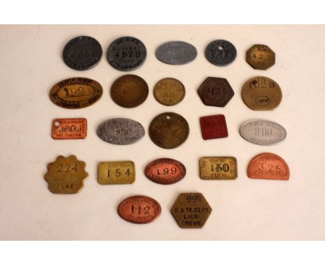 London, Midland & Scottish railway brass 'cash bag' plate, dispatch office Curzon St., Birmingham 6, 7.2cmW, a document bag b