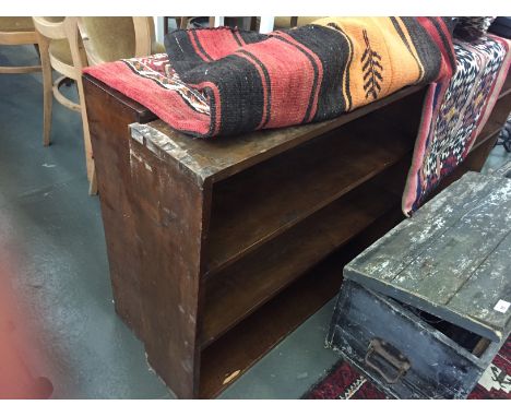 A pair of oak three shelf wall shelves, 178cmW