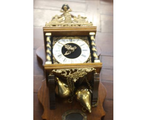 A continental wall clock, signed Wuba, silvered dial with Roman and Arabic numerals, with Nu Elck Syn Sin above with Atlas sh