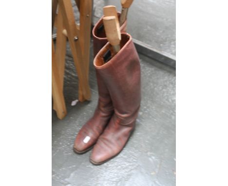 A pair of brown leather ladies hunting boots size 5-6