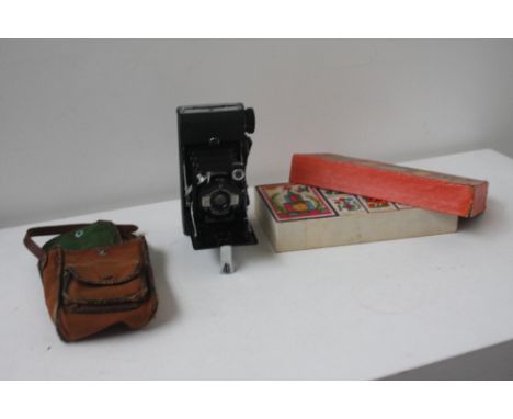 Eight-20 Penguin - Vintage 1940s Folding 120 Film Camera with Case from Kershaw and original instruction booklet and a boxed 
