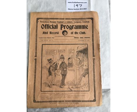 1925/1926 Tottenham v RAF Friendly Football Programme: Fair condition with no team changes. Few small tears to edge. Tottenha