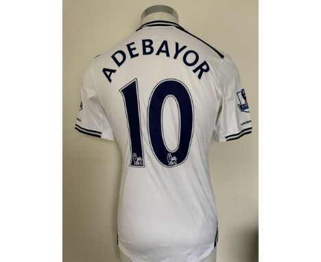 Adebayor Tottenham 2013/2014 Match Worn Football Shirt: Short sleeve white Under Armour shirt in very good condition. Worn v 