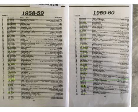 58/59 + 59/60 Tottenham Home Football Programmes: 15 matches from 58/59 and 23 from 59/60. All different. Overall fair/good. 