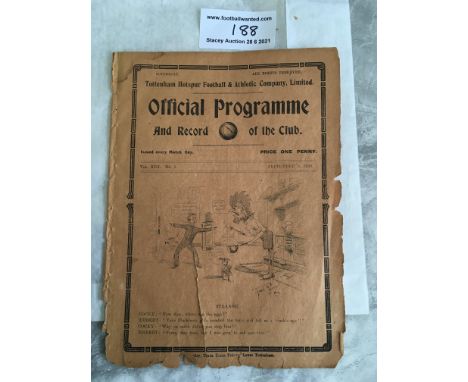 1920/21 Tottenham v Southampton Friendly Football Programme: Poor condition Ex bound with no team changes. Tatty edges and a 