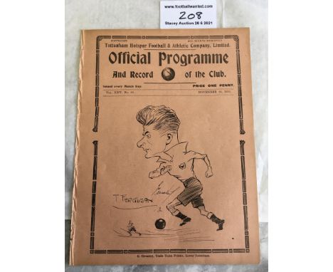 1932/33 Tottenham A v West Ham A Friendly Football Programme: Good condition ex bound with no team changes.