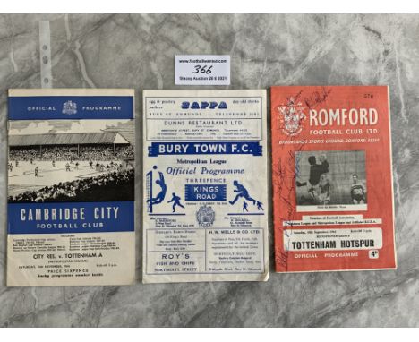 Tottenham 1960s Away Metropolitan League Football Programmes: 64/65 Romford potentially autographs to cover, Cambridge City +