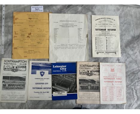 Tottenham 1960s Away Reserve Football Programmes: 68/69 Southampton semi final, 66/67 Leicester final, 57/58 Southampton, sin