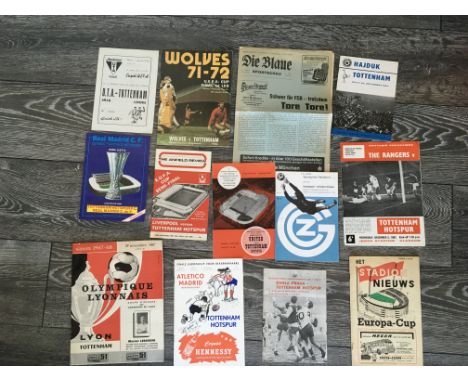 Tottenham European Away Football Programmes: 61/62 Feyenoord, Dukla, 62/63 Rangers, Athletico Madrid ECWC Final, 63/64 Man Ut