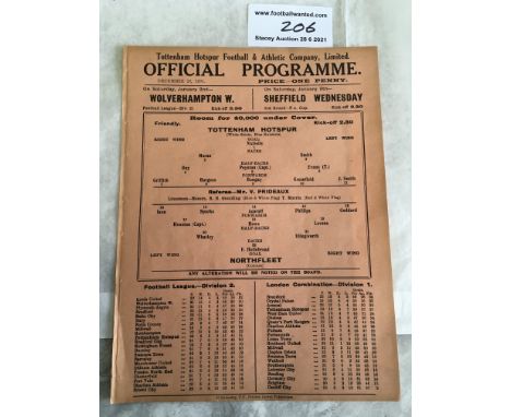 1931/32 Tottenham v Northfleet Friendly Football Programme: Excellent condition ex bound single sheet with no team changes. T