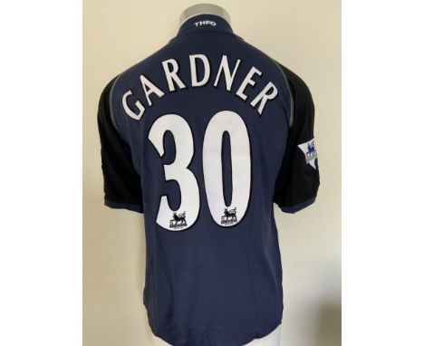 Gardner Tottenham 2002/2003 Match Worn Football Shirt: Short sleeve navy Kappa shirt in very good condition. Worn v Leeds Utd