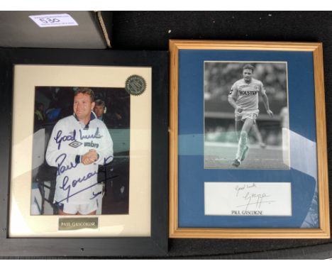 Tottenham Framed Football Displays: Two Paul Gascoigne Signed pictures one with full signature that cost over 100 pounds the 