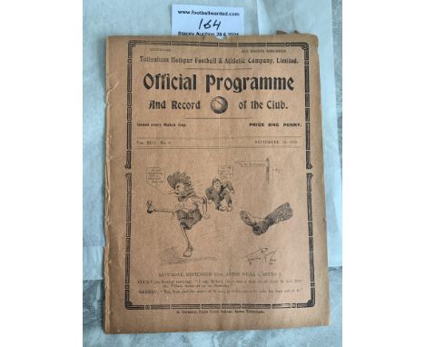 1920/1921 Tottenham v Aston Villa Football Programme: Division One match dated 18 9 1920 in fair condition with no team chang