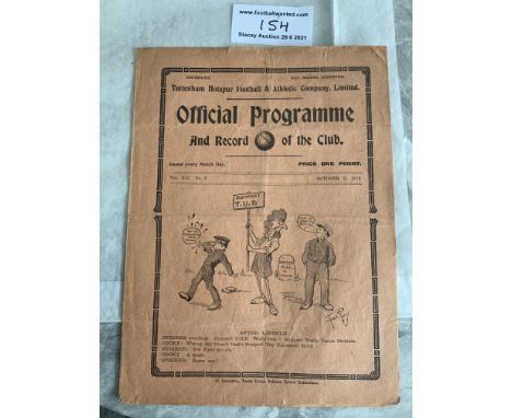 1919/1920 Tottenham v Clapton Orient Football Programme: Division Two match from the season that Tottenham won the League. Da