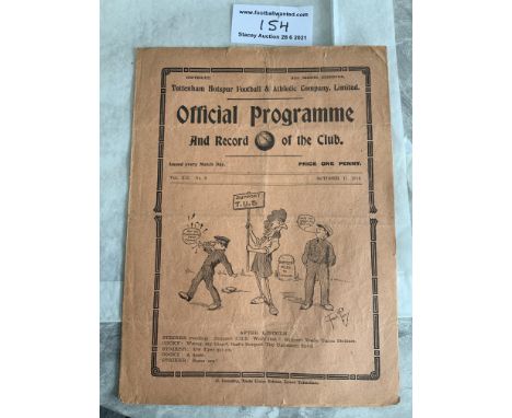 1919/1920 Tottenham v Clapton Orient Football Programme: Division Two match from the season that Tottenham won the League. Da