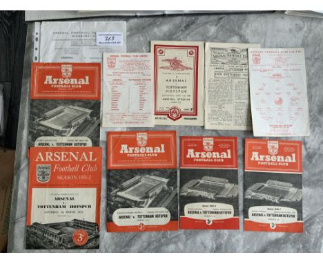 Arsenal Reserves v Tottenham Football Programmes: Very good condition from 38/39 no covers to 75/76. Includes 67/68 Combinati