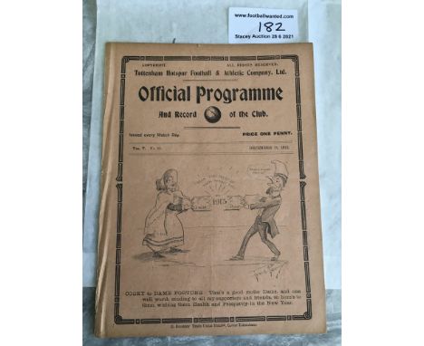 1912/1913 Tottenham v Finchley Friendly Football Programme: Excellent condition. Ex bound with no team changes. Tottenham pla