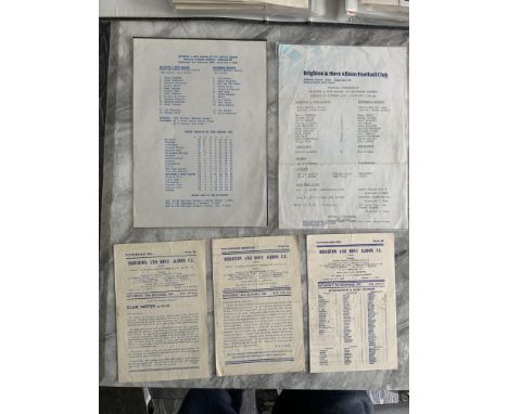Brighton Reserves v Tottenham Football Programmes: Good condition Football Combination matches from 57/58 58/59 59/60 84/85 +