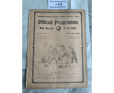 1920/1921 Tottenham v Preston North End Football Programme: Division One match dated 20 11 1920 in fair condition with no tea