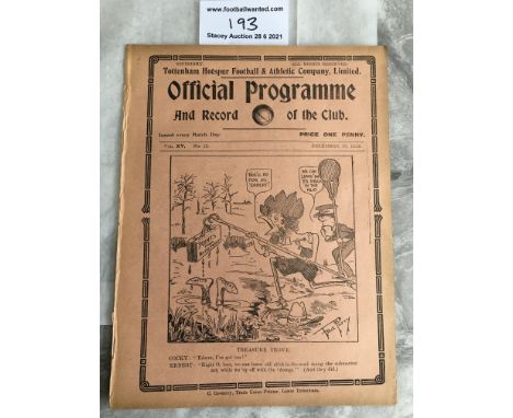 1922/1923 Tottenham v Tottenham League Friendly Football Programme: Very good condition with no team changes. Tottenham playe