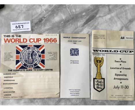 1966 World Cup Football Memorabilia: Programme of matches leaflet, AA guide to the grounds and signposting plus a guide to al