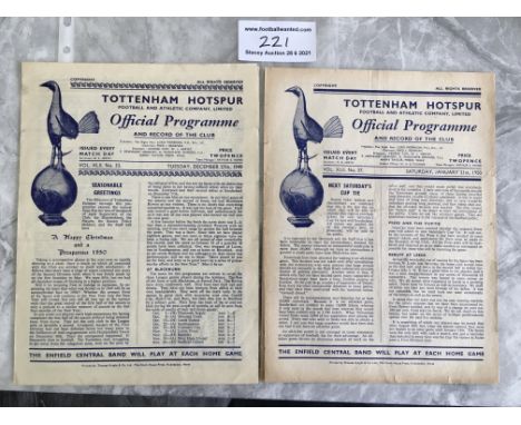 49/50 Tottenham Eastern Counties League Football Programmes: Home matches v Chelsea good with pencilled writing and Arsenal w