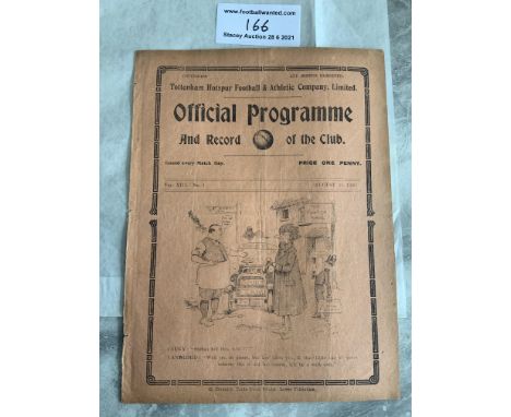 1920/1921 Tottenham v Blackburn Rovers Football Programme: Division One match dated 28 8 1920 in fair condition with no team 