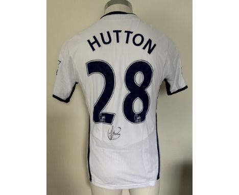 Hutton Tottenham 2008/2009 Match Worn Football Shirt: Short sleeve white Puma shirt in very good condition. Signed to rear by